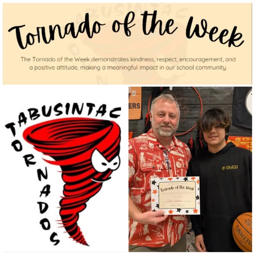Congratulations to this week’s Tornado of the week, Taio Carlson
